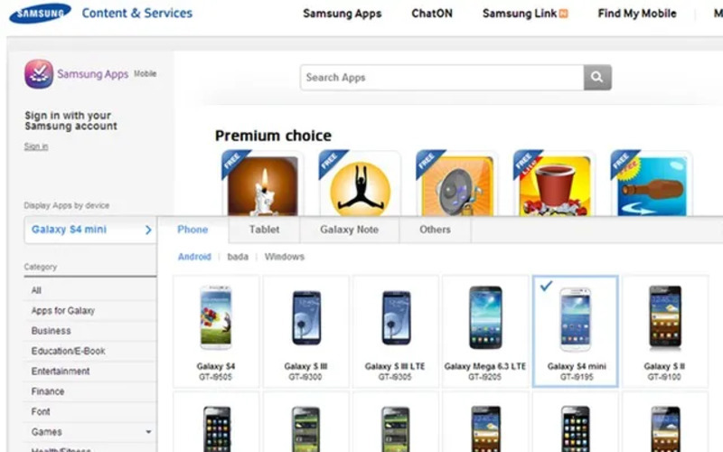 Mẫu giao diện website nhãn hàng Samsung (Nguồn: Internet)