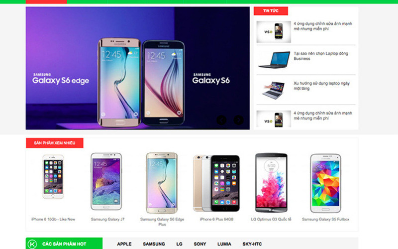 Xu hướng thiết kế mẫu giao diện website bán hàng điện thoại hiện nay (Nguồn: Internet)