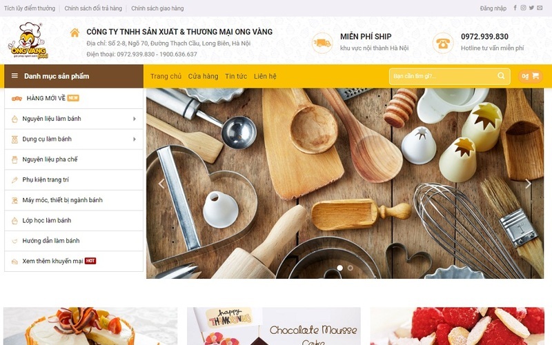 Một trang web bán dụng cụ làm bánh đủ các tính năng (Nguồn: Internet)
