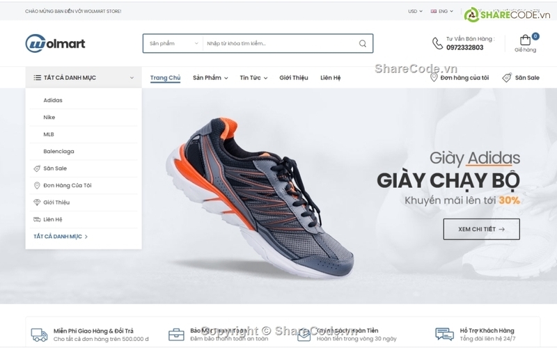 Mẫu giao diện website bán hàng giày dép cần có tính thẩm mỹ (Nguồn: Internet)