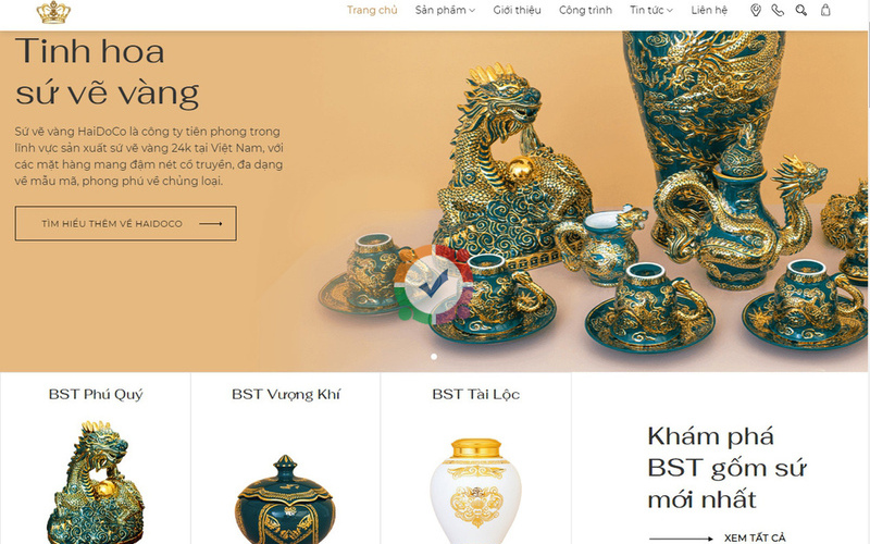 Mẫu giao diện website bán hàng gốm sứ (Nguồn: Internet)