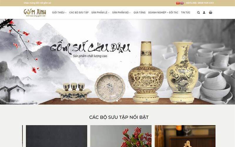 Mẫu giao diện website bán hàng gốm sứ có tính năng giỏ hàng (Nguồn: Internet)