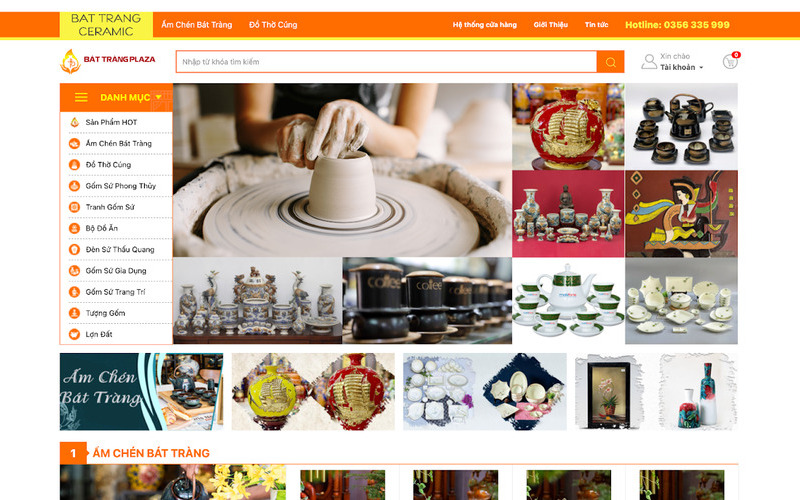 Mẫu giao diện website bán hàng gốm sứ truyền thống (Nguồn: Internet)