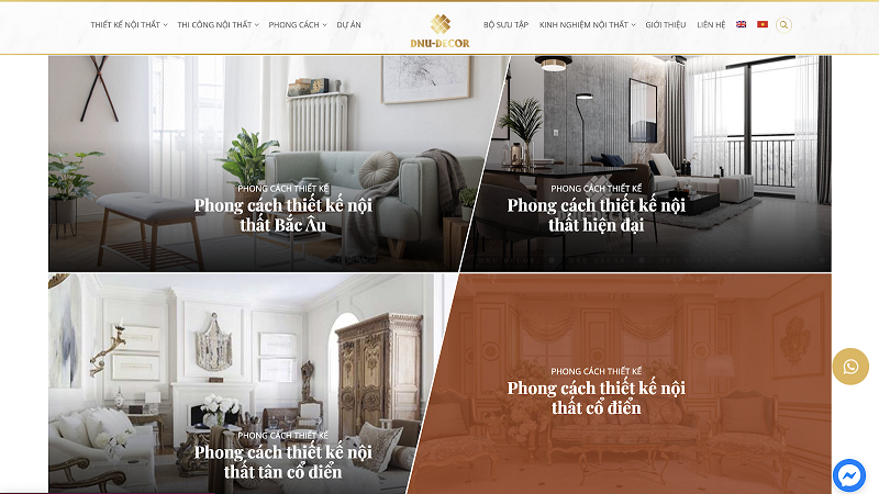 Mẫu giao diện website giới thiệu dự án kiến trúc hiện đại (Nguồn: Internet)