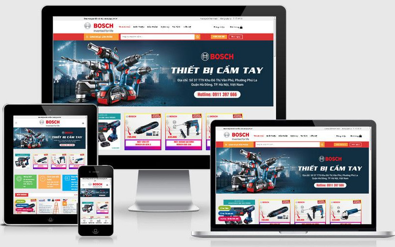 Mẫu giao diện website bán hàng máy móc (Nguồn: Internet)