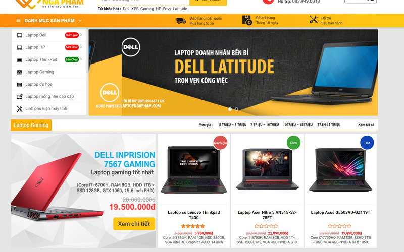 Mẫu thiết kế website bán máy tính (Nguồn: Internet)