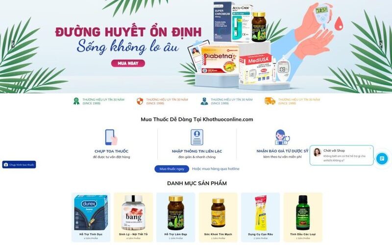 Mẫu giao diện website bán hàng nhà thuốc (Nguồn: Internet)