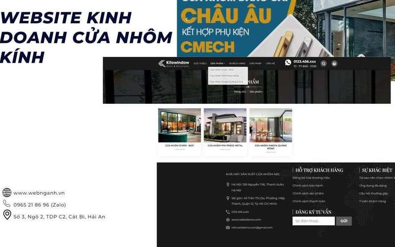 Mẫu giao diện website bán nhôm kính (Nguồn: Internet)