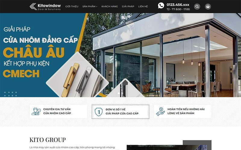 Mẫu giao diện website bán nhôm kính tối giản (Nguồn: Internet)