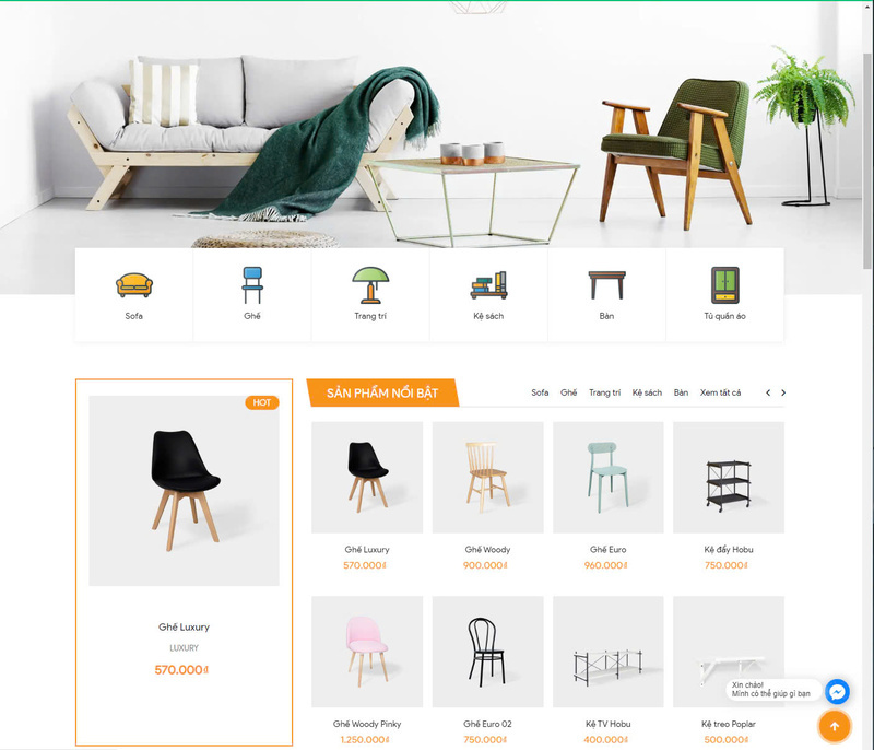 Mẫu giao diện website bán hàng nội thất (Nguồn: Internet)