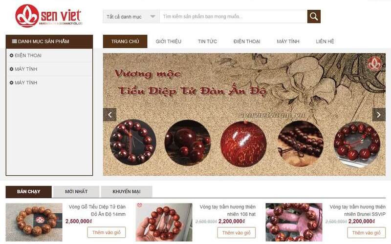 Mẫu giao diện website bán hàng phong thuỷ (Nguồn: Internet)