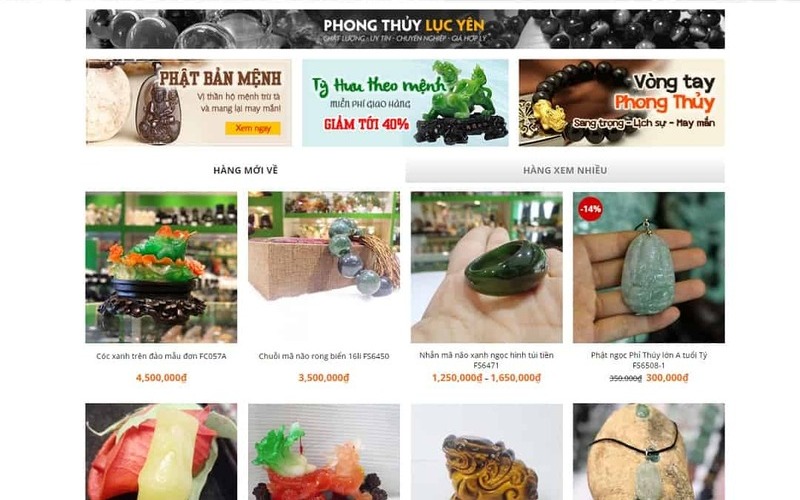 Mẫu giao diện website bán hàng phong thuỷ hiện đại (Nguồn: Internet)