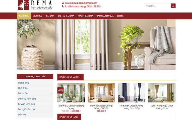 Mẫu giao diện website bán rèm cửa dễ nhìn (Nguồn: Internet)