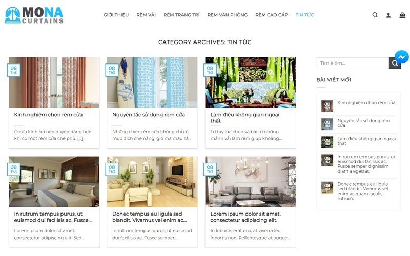 Mẫu giao diện website bán rèm cửa hiện đại (Nguồn: Internet)