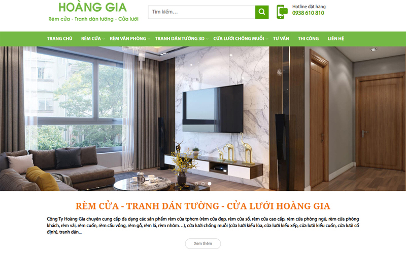 Mẫu giao diện website bán rèm cửa ấm cúng (Nguồn: Internet)