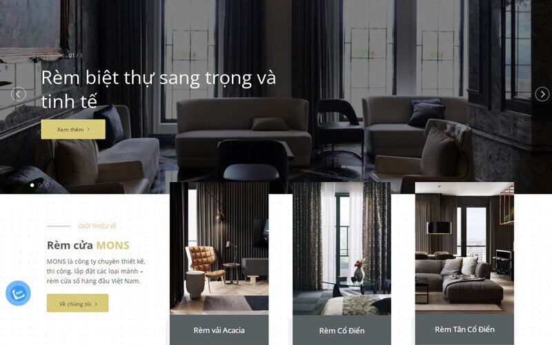 Mẫu giao diện website bán rèm cửa tinh tế, sang trọng (Nguồn: Internet)