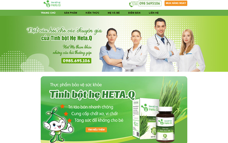 Yếu tố cần có trong mẫu giao diện website bán tinh bột (Nguồn: Internet)