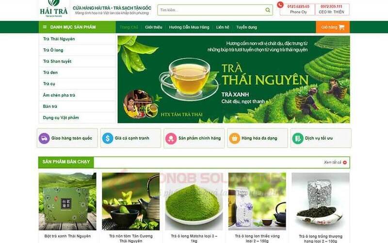 Mẫu giao diện website bán trà xanh (Nguồn: Internet)