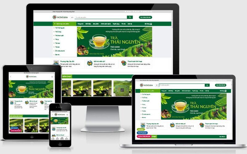 Mẫu giao diện website bán trà xanh chuyên nghiệp (Nguồn: Internet)