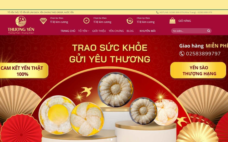 Mẫu giao diện website bán yến sào (Nguồn: Internet)
