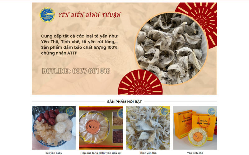 Mẫu giao diện website bán yến sào giúp mở rộng thị trường (Nguồn: Internet)