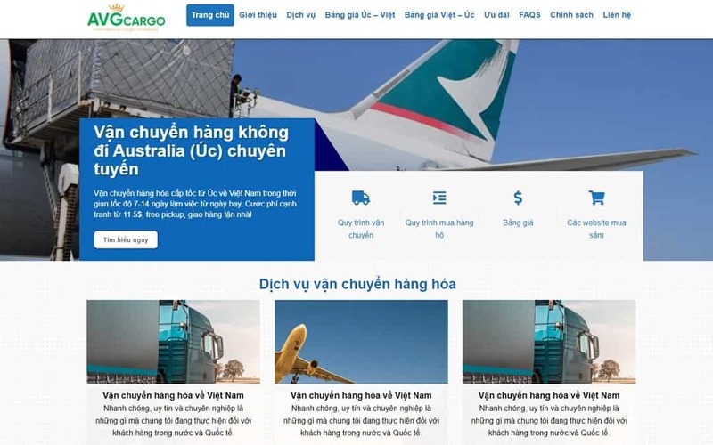 Mẫu giao diện website giới thiệu dịch vụ vận chuyển chuyên nghiệp (Nguồn: Internet)