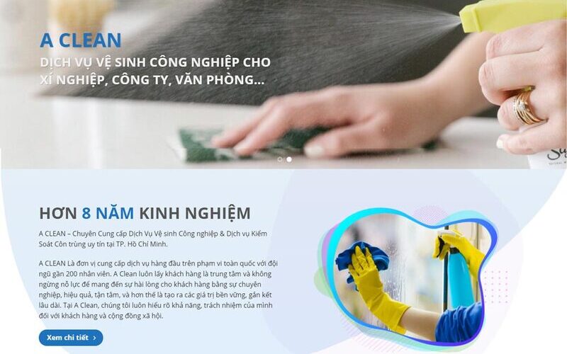 Mẫu giao diện website giới thiệu dịch vụ vệ sinh chuyên nghiệp (Nguồn: Internet)