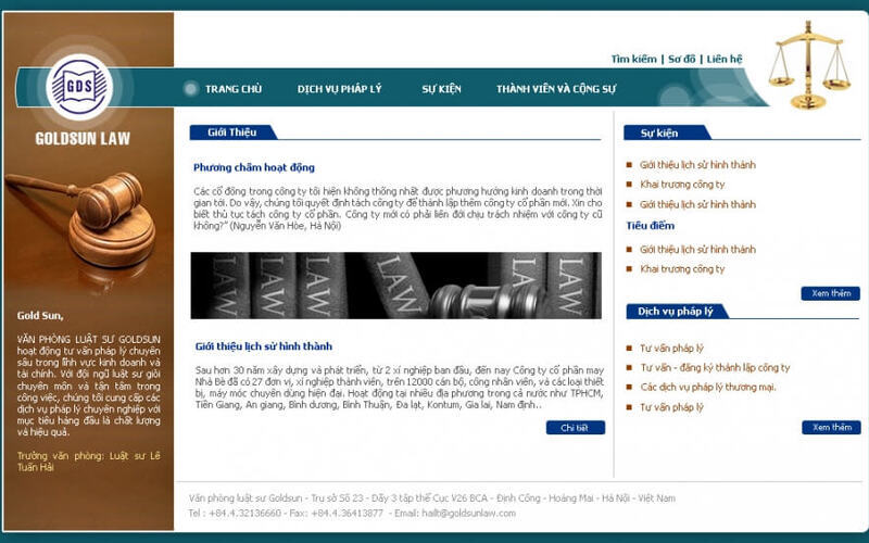 Yếu tố cần có của mẫu website giới thiệu dịch vụ luật sư (Nguồn: Internet)