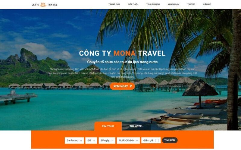 Các tính năng của mẫu website giới thiệu công ty du lịch (Nguồn: Internet)