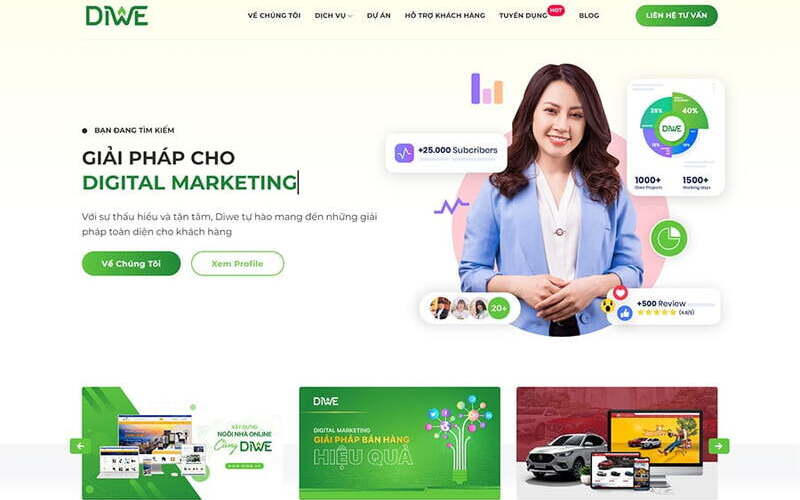 Website giới thiệu công ty marketing giúp nhận diện thương hiệu (Nguồn: Internet)