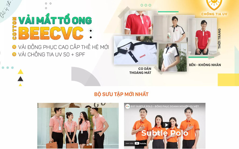 Mẫu website giới thiệu dịch vụ đồng phục cá nhân hóa (Nguồn: Internet)