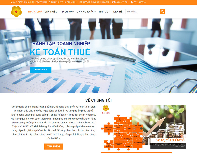 Mẫu website giới thiệu dịch vụ kế toán (Nguồn: Internet)