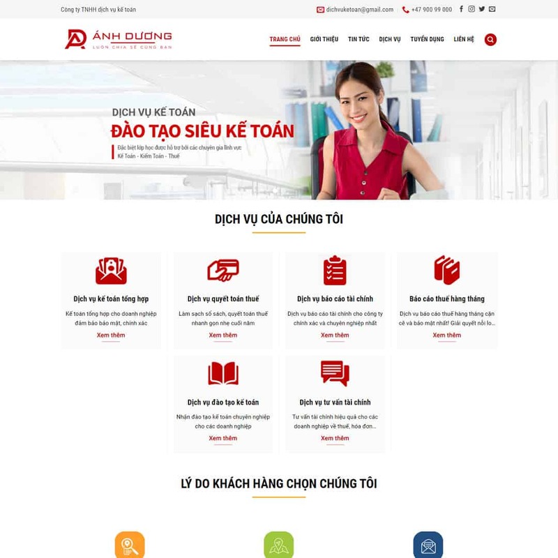 Mẫu website giới thiệu dịch vụ kế toán thiết kế tối giản (Nguồn: Internet)