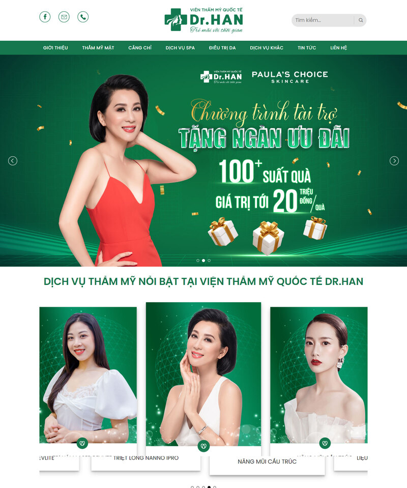 Mẫu website giới thiệu dịch vụ thẩm mỹ viện (Nguồn: Internet)
