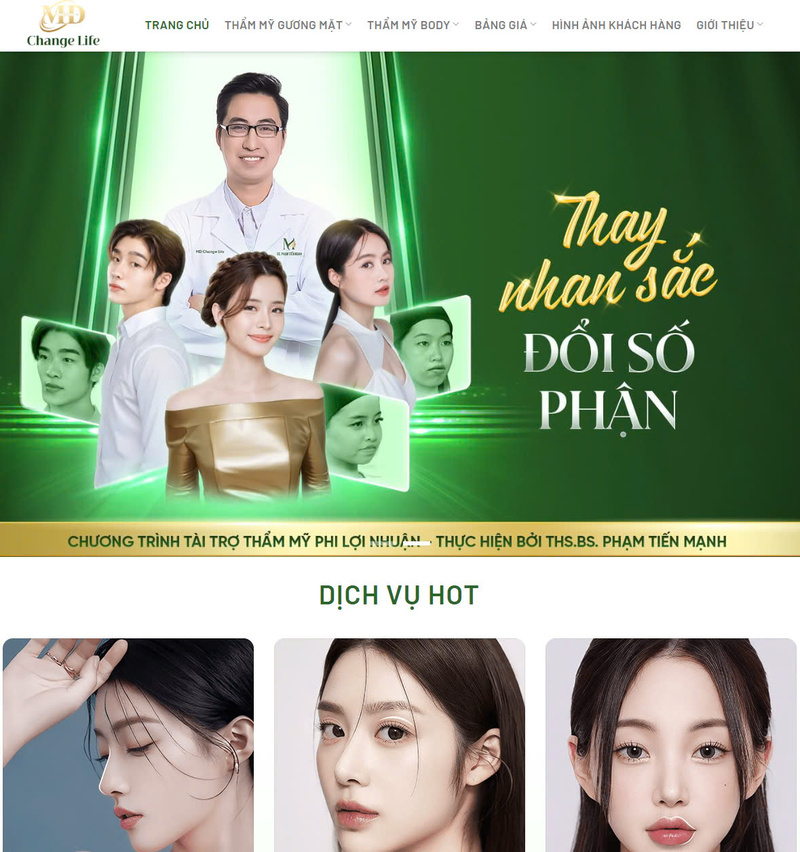 Mẫu website giới thiệu dịch vụ thẩm mỹ viện tạo ấn tượng đầu tiên (Nguồn: STARGET)