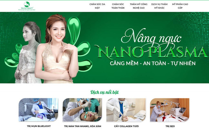 Mẫu website giới thiệu dịch vụ thẩm mỹ viện sang trọng hiện đại (Nguồn: Internet)