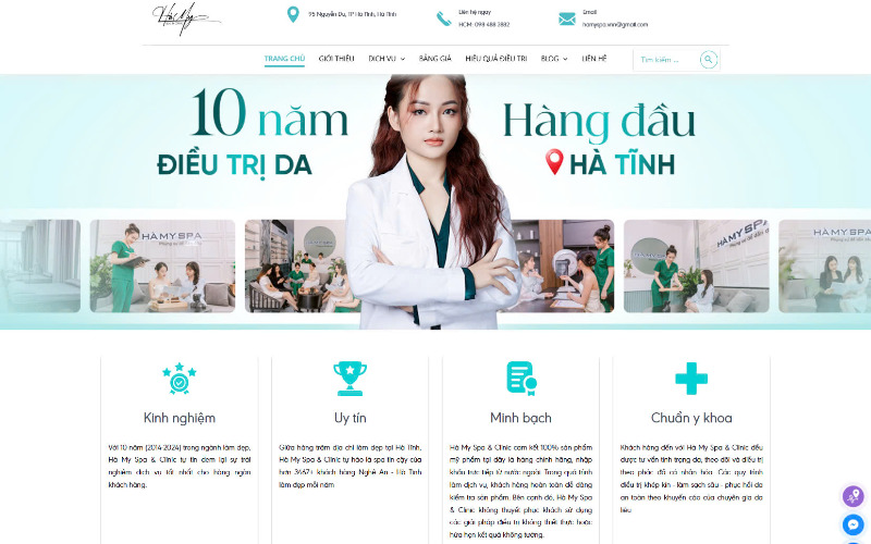 Mẫu website giới thiệu dịch vụ thẩm mỹ viện đa dạng (Nguồn: STARGET)