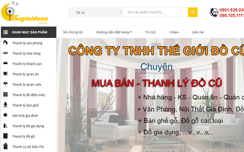 Mẫu website giới thiệu dịch vụ thanh lý đồ cũ (Nguồn: Internet)