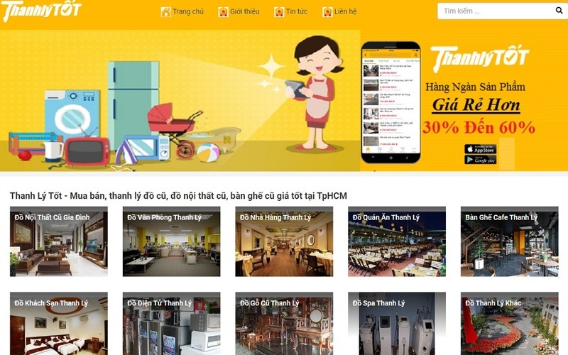 Mẫu website giới thiệu dịch vụ thanh lý đồ cũ chuyên nghiệp (Nguồn: Internet)