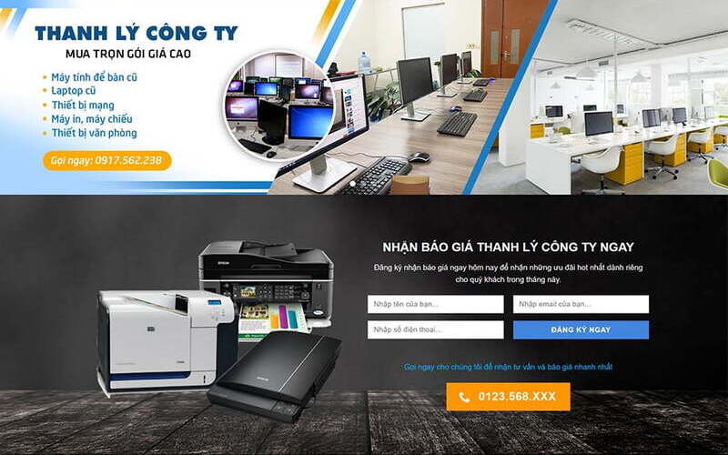 Mẫu website giới thiệu dịch vụ thanh lý đồ cũ đẹp (Nguồn: Internet)