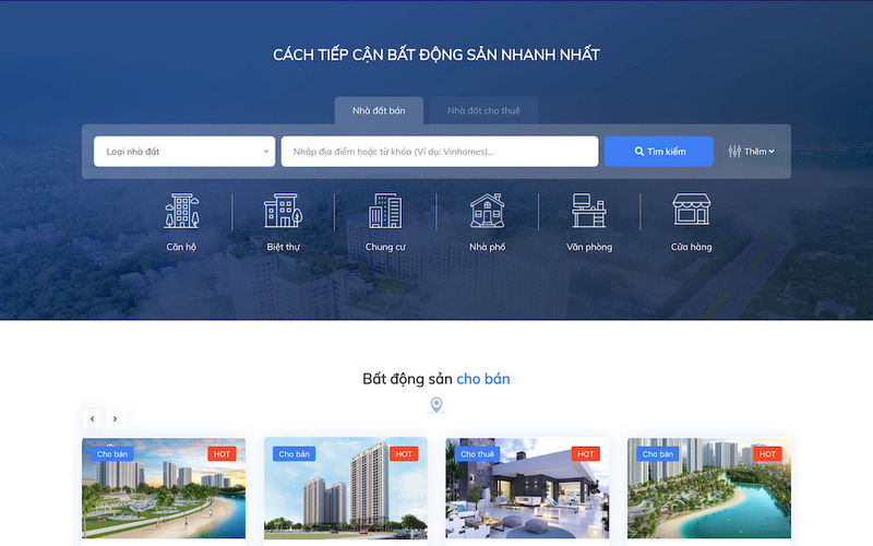 Mẫu website giới thiệu nhiều dự án bất động sản (Nguồn: Internet)