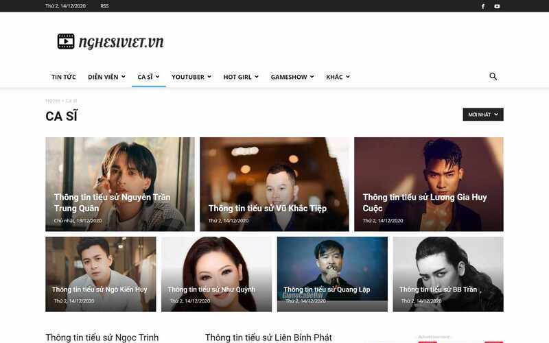 Mẫu website giới thiệu dự án ca sĩ đa trang (Nguồn: Internet)