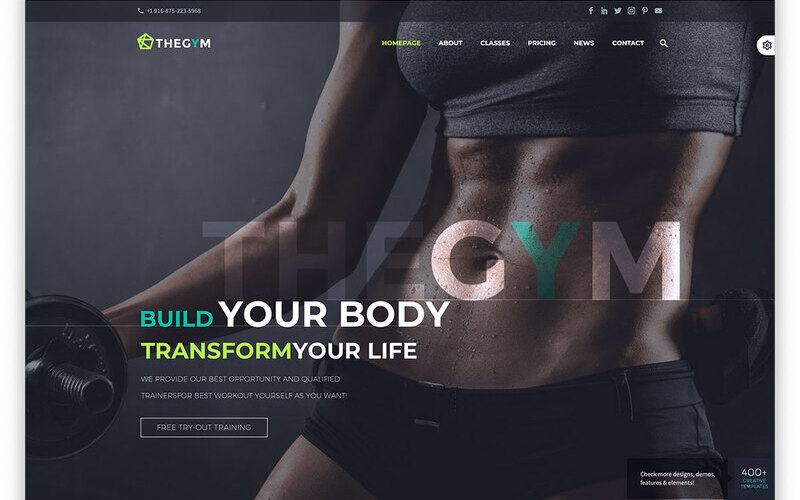 Mẫu website giới thiệu trung tâm gym chuyên nghiệp (Nguồn: Internet)